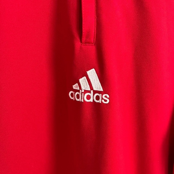 Adidas Mens 1/4 Zip Pullover Warm Up Sweater Size XLarge Red Black Vtg - Picture 3 of 5